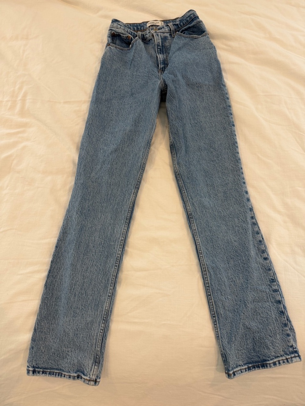 Abercrombie & Fitch Women's Straight Leg Jeans - Light Blue Denim